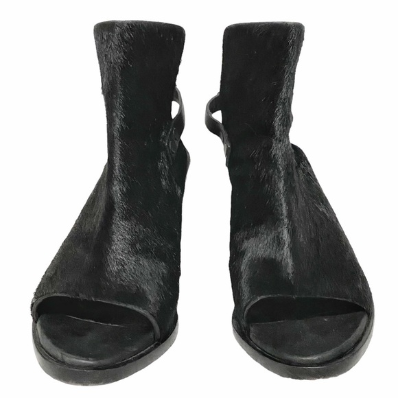 RAG & BONE WYATT BLACK CALF HAIR SLING BACK PEEP TOE HEELED SANDALS - 8 (38) - Picture 3 of 10